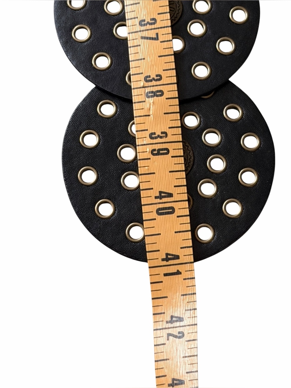 Wide Western Boho Belt Brown Leather Belt with Aged Brass Concho Embellishments - Picture 7 of 8